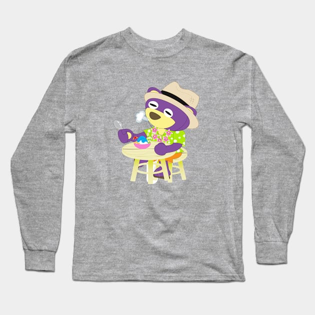 Mr.Purple bear in Hawaii shirt with shaved ice Long Sleeve T-Shirt by Figaro-17